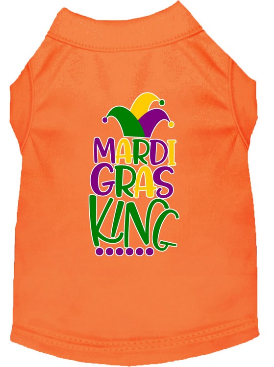 Mardi Gras King Screen Print Mardi Gras Dog Shirt Orange XXL